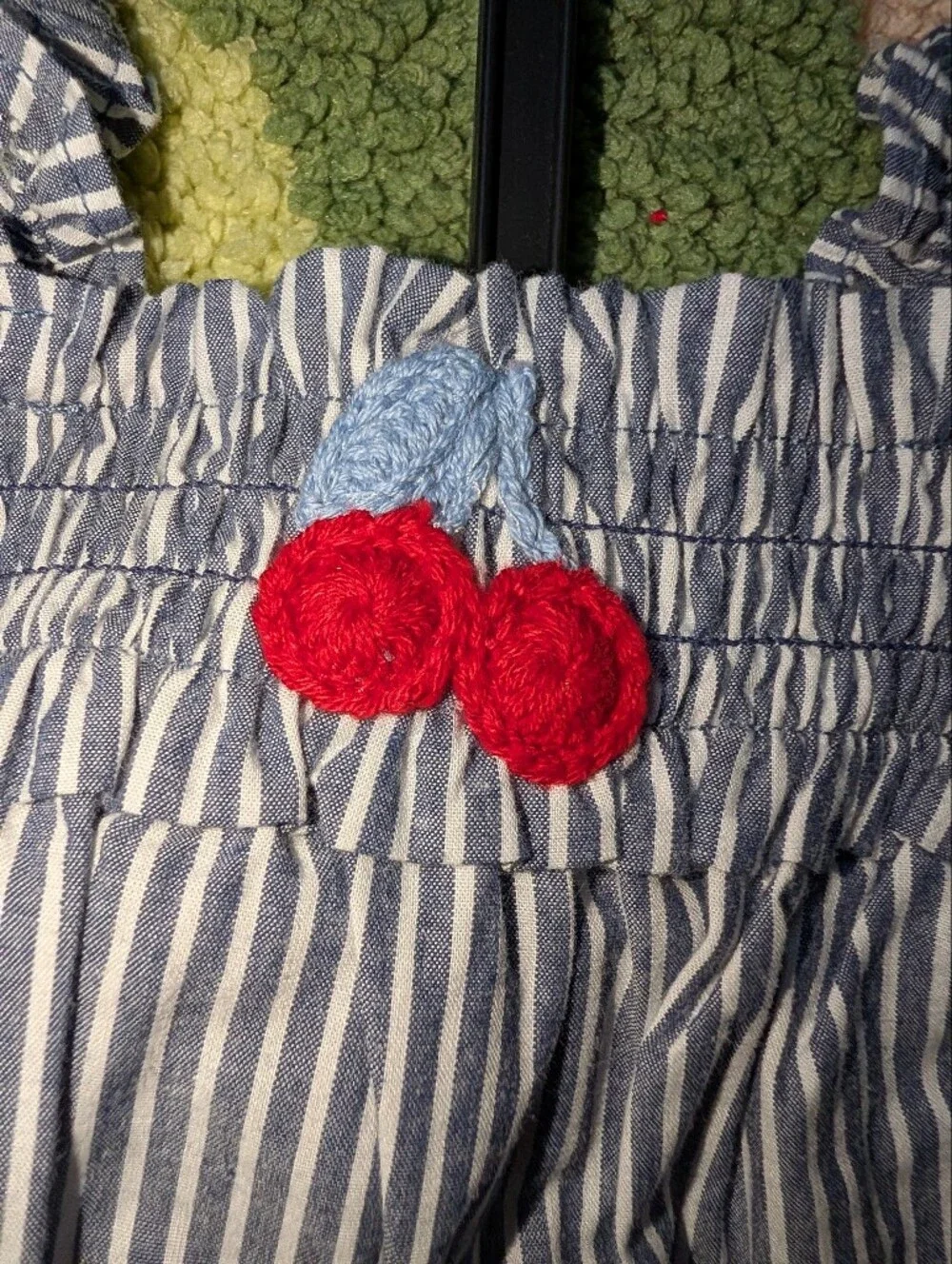 Carter's Blue and White Striped Girls' Cherry Appliqué Set